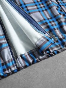 ROMWE MEN Men's Plaid Zipper Casual Versatile Daily Travel Long Sleeve Jacket - Multicolor - View 8