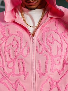 Manfinity EMRG Manfinity Streetrush Men Dark Street Style INS High Street Zip-Up Hoodie. Street Style, Y2k, Fall - Pink - View 2