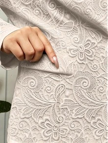 SHEIN LUNE CURVE 大尺碼女款休閒百搭翻領長袖西裝外套 - 杏色 - 查看 4