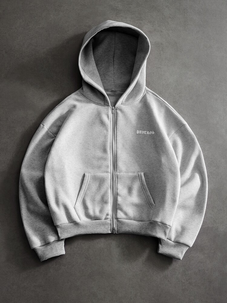 PAVTROS Men's Letter Print Hooded Zip-Up Casual Versatile Daily Wear Long Sleeve Sweatshirt - Grey - View 7