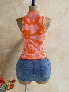 Soleia Sweater Wanita Tanpa Lengan dengan Lipatan di Bagian Bawah, Berwarna-warni - MultiWarna - View 2