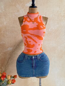 Soleia Sweater Wanita Tanpa Lengan dengan Lipatan di Bagian Bawah, Berwarna-warni - MultiWarna - View 5
