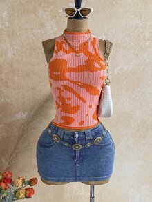 Soleia Sweater Wanita Tanpa Lengan dengan Lipatan di Bagian Bawah, Berwarna-warni - MultiWarna - View 6