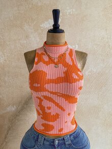 Soleia Sweater Wanita Tanpa Lengan dengan Lipatan di Bagian Bawah, Berwarna-warni - MultiWarna - View 3