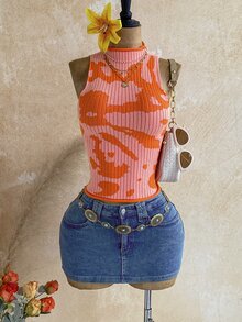 Soleia Sweater Wanita Tanpa Lengan dengan Lipatan di Bagian Bawah, Berwarna-warni - MultiWarna - View 4