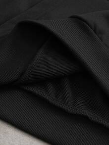 PAVTROS Men's Letter Print Fashion Pocket Long Sleeve Hoodie - Black - View 6