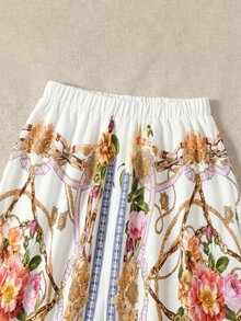 Mulvari Floral & Chain Print Tee & Skirt 2 Piece Set - Multicolor - View 4