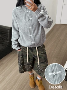 Coolane Women's Fall/Winter Going Out Streetwear Sportswear Chic Casual Preppy Daily Wear New Chinese Style Color-Blocked Grey Loose Coat - Grey - View 4