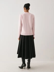 YARNWELL 女款素色單排扣休閒百搭日常開襟衫 - 淺粉色 - 查看 3
