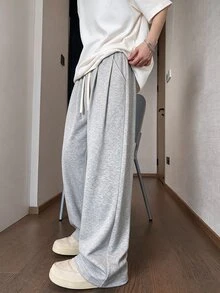 STEELVANCE 男士休閒百搭抽繩腰長褲 - 淺灰色 - 查看 5