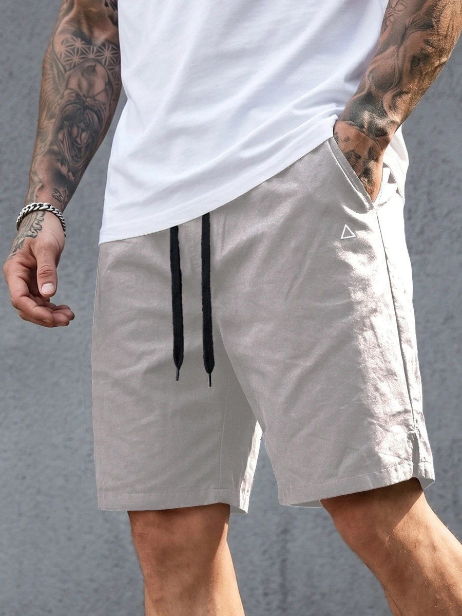 Manfinity CasualCool Men Drawstring Waist Shorts - Flint Stone - View 1