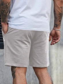 Manfinity CasualCool Men Drawstring Waist Shorts - Flint Stone - View 2