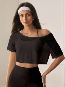 Eassivo Women Sports Tees Tanks Gym Workout Black Summer Modest Athleisure - Black - View 7