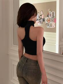 DAZY Solid Crop Fluffy Bandeau Festival Tube Tops - Black - View 5