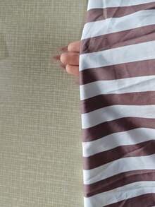 BamGlimmer Setelan Wanita 2 Potong Atasan Tube Pendek Bermotif Garis-Garis Cokelat dan Celana Jogger Longgar untuk Liburan Musim Panas Tropis. - MultiWarna - View 6