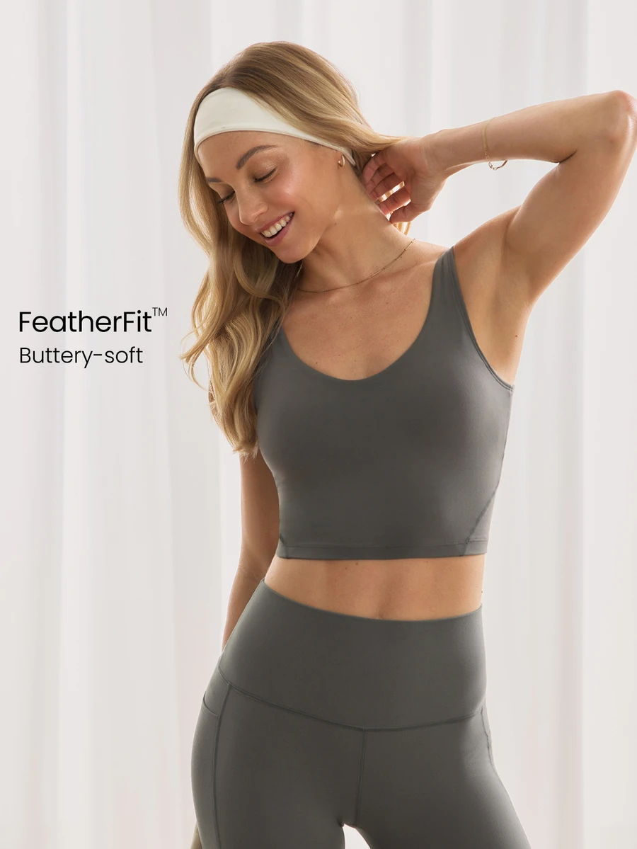 GLOWMODE FeatherFit™ Camiseta de tirantes corta con espalda en U para actividades de bajo impacto, yoga y uso diario en otoño e invierno