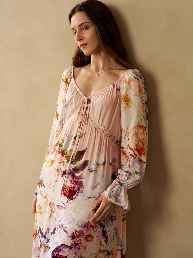 MOTF PREMIUM Camisón romántico de encaje con estampado patchwork - Multicolor - Añade 6