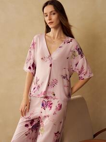 MOTF PREMIUM SPRING/SUMMER WOMEN'S PRINTED TOP & BOTTOM PAJAMA SET - Pink - View 7