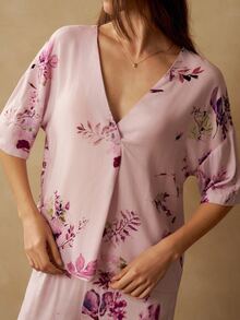 MOTF PREMIUM SPRING/SUMMER WOMEN'S PRINTED TOP & BOTTOM PAJAMA SET - Pink - View 2