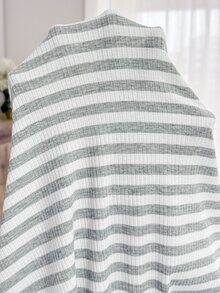Slowluna 女款條紋拼色百褶哺乳休閒日常洋裝內衣套裝內褲睡衣睡裙家居服睡袍長袖 - 灰色 - 查看 8