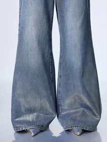 Y2Kool Women's Casual Versatile Daily Wear Denim Jeans With Pockets And Buttons Women's Fall Teacher Pants - Blue - View 6