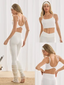 GLOWMODE FeatherFit™ Knot Going Anywhere Twisted Backless Tank Top Light Support Low Impact Yoga Pilates Daily Gym Spring Summer - White - View 9