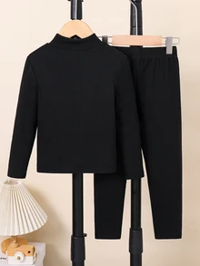 SHEIN Kids 2 Pieces Young Boy Young Girl - Black - View 2