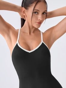 Loungeista 1pc Women's Solid Color Comfortable Backless Jumpsuit Loungewear - Black - View 6