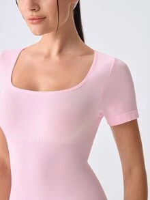 Loungeista 1pc Women's Solid Color Shapewear Jumpsuit, Tummy Control Slimming Jumpsuit, Waist Shaping Jumpsuit - Baby Pink - View 6