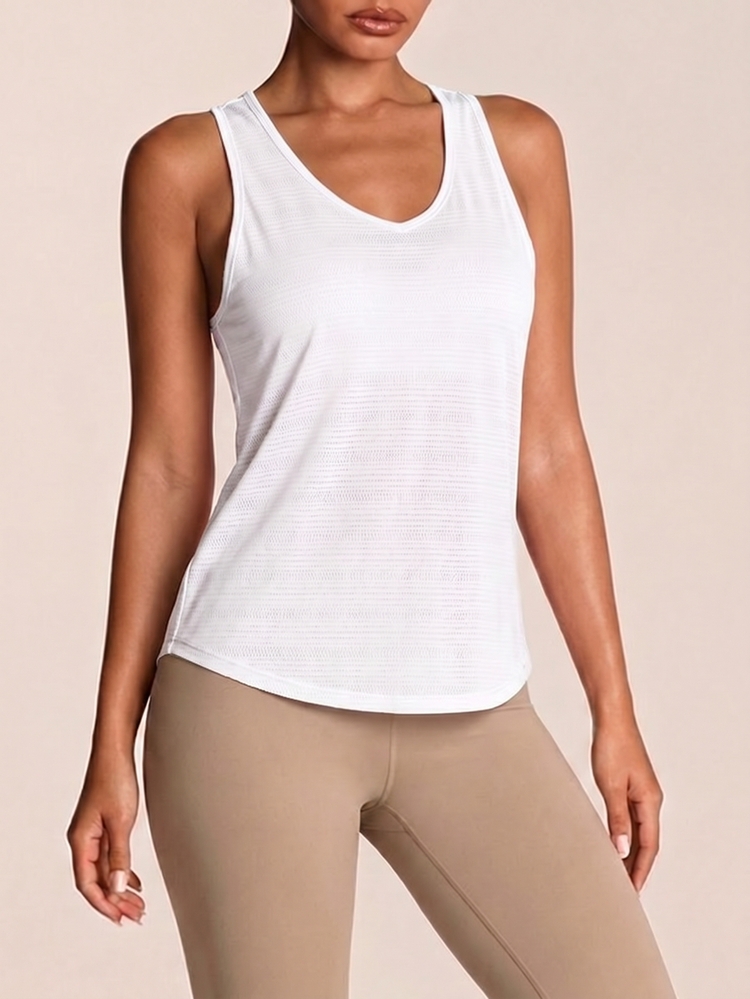 Activina 3pcs Women Solid Color V-Neck Backless Split Hem Casual Fitness Sports Camisole  Y3k Seksi Chic For Daily Wear Yoga Yoga Studio Tennis Gym - Multicolor - View 6