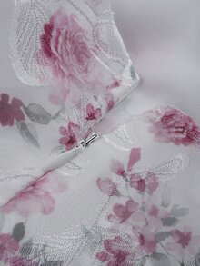Glamine Charm Off-Shoulder Rose Print Lace Trim Mini Dress,Princess Aesthetic White And Pink Summer Cottage Core Tea Party Dress With Ruffles Garden Parties - Multicolor - View 8