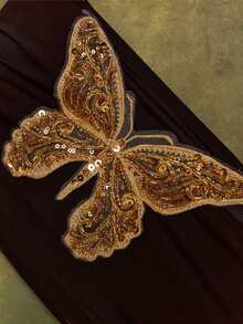 TypaGal Summer Fall Black And Gold Luxury Boho Festival Y2K Holiday Ibiza Sexy Going Out Night Out Club Carnival Party Beach Sequin Butterfly Tops - Multicolor - View 8