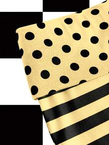 Y2Kool Vecteezy Bright Yellow, Color Block, Striped, Polka Dot, Y2K, Streetwear, Casual Women's Shorts - Pale Yellow - View 3