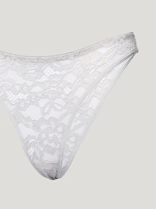 AiiRZ 花卉蕾絲內衣與丁字褲套裝 有鋼圈 前扣式 新娘內衣套裝 情人節 婚禮 蜜月 - 灰色 - 查看 3