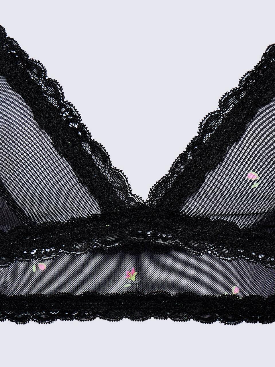 AiiRZ Floral Mesh Bralette With Lace Trim