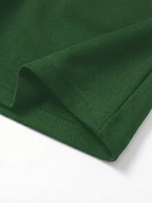 PAVTROS Plus Size Men's Casual Shorts With Patch Pockets And Drawstring Waist - Green - View 6