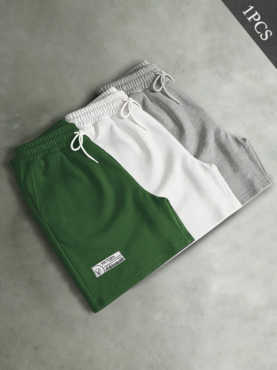 PAVTROS Plus Size Men's Casual Shorts With Patch Pockets And Drawstring Waist - Green - View 1