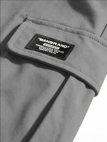 Manfinity Roghcode Plus Size Men's Letter Graphic Drawstring Waist Casual Cargo Pants - Grey - View 5