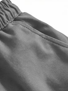 Manfinity Roghcode Plus Size Men's Letter Graphic Drawstring Waist Casual Cargo Pants - Grey - View 6