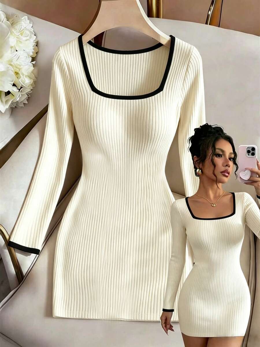 GlowEve Gaun Pendek Minimalis Kasual Colorblock Wanita untuk Pesta dan Perjalanan - Hitam dan Putih - View 1