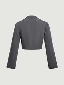 SHEIN MOD Women's Jacket With Front Buttons And Bandeau Dress Suit Set Teachers' Day Office Dark Grey Summer Elegant - Grey - View 9