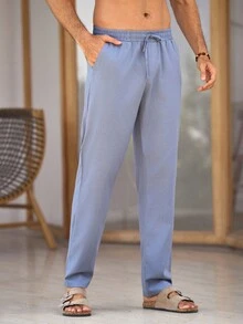 Mercer Haus GOLDREDY Men's Loose Casual Fashion Long Sleeve Blazer & Pants 2 Pieces Set, Suitable For Outing Casual Wear, Minimalist - Dusty Blue - View 8
