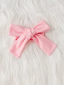 SHEIN Playful Pals 新生女嬰粉色直條紋刺繡花朵蝴蝶結拼接白色網紗洋裝與髮帶兩件套 - 粉色 - 查看 7