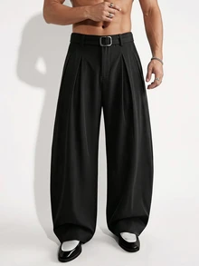 FeverCity Men's Solid Color Casual Versatile Daily Wear Long Pants - Black - View 1