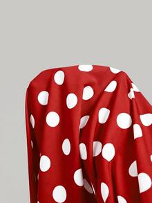 SHEIN MOD 女款復古波點印花百褶腰裙 - 紅色 - 查看 7