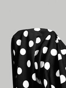 SHEIN MOD 女款法式波點印花收腰度假洋裝 - 黑色 - 查看 4