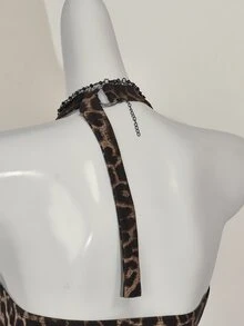 SHEIN ICON 女士豹纹露背简约休闲 Y2K 哥特式派对外出露背上衣，适合日常穿着 - 彩色 - 查看 4