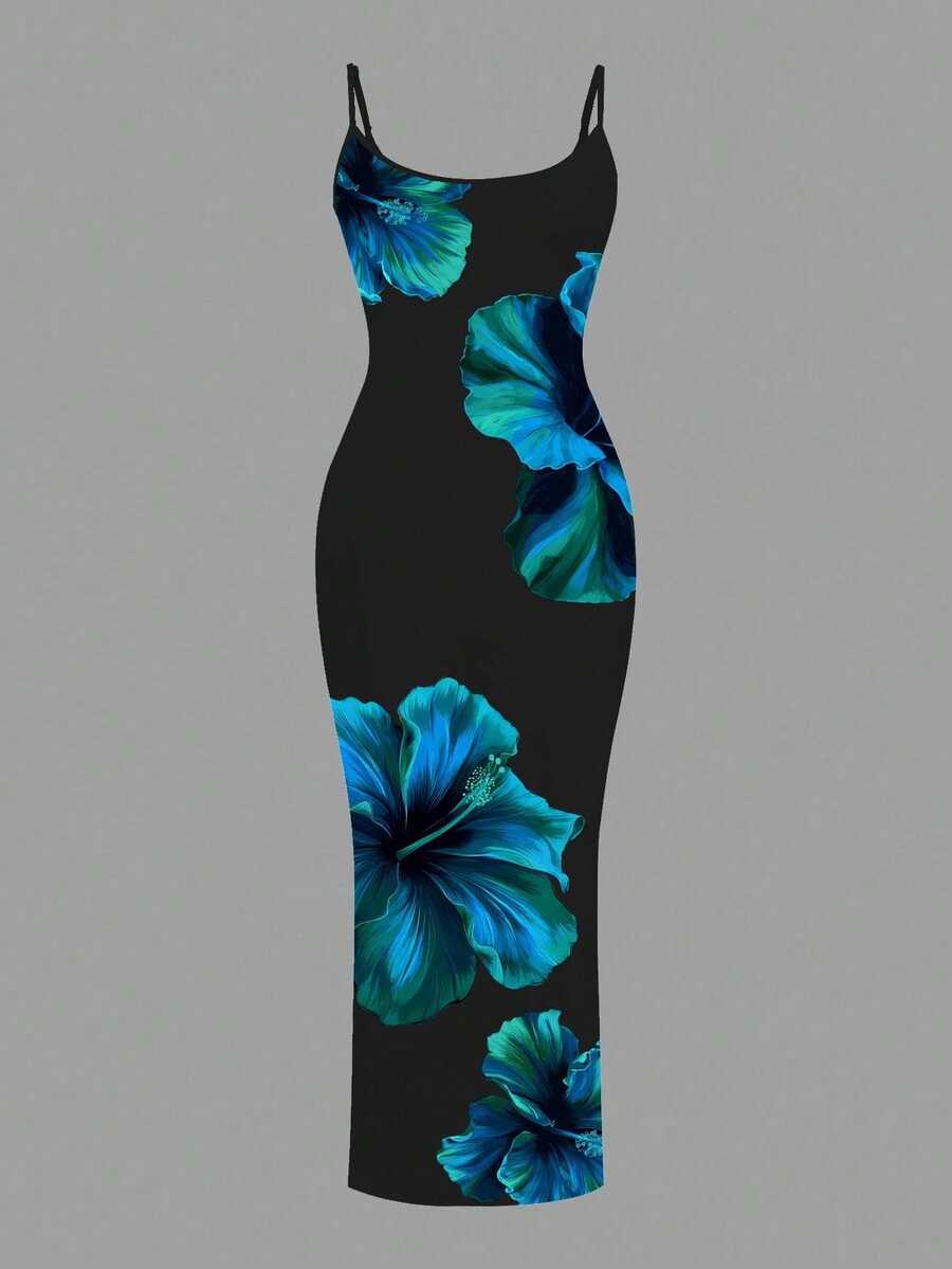 Slaydiva Đầm slip dáng suông thanh lịch, thắt eo, in hoa dành cho nữ cỡ lớn, thích hợp cho kỳ nghỉ. - trắng - Xem 1