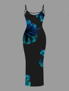 Slaydiva Đầm slip dáng suông thanh lịch, thắt eo, in hoa dành cho nữ cỡ lớn, thích hợp cho kỳ nghỉ. - trắng - Xem 2