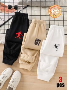 SHEIN 3pcs Kids Tween Boy Casual Versatile Style Black Grey Multicolor Sweatpants Suitable For Commuting School Daily Casual Outings Sports Spring Summer Autumn Winter - Multicolor - View 4